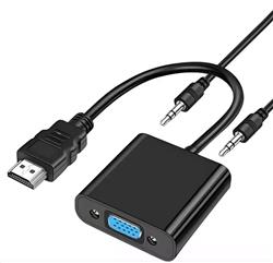 CONVERSOR HDMI A VGA + PLUG 3.5MM AUDIO.